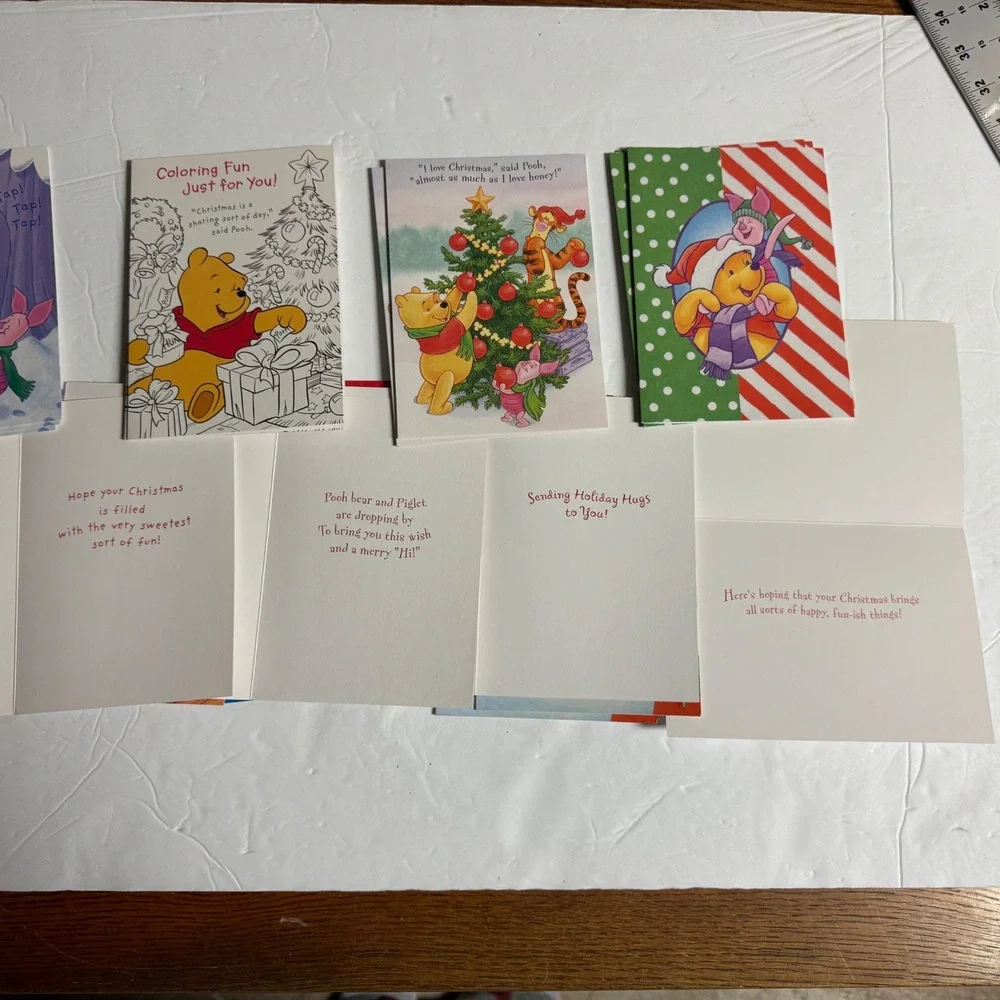 Disney‎ Winnie the Pooh 24 Assorted Holiday Cards with Envelopes 8 Designs